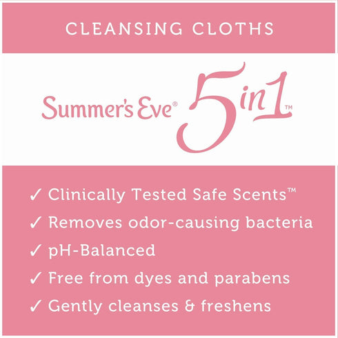 Summer's Eve 32 (Pack 5) Feminine Cleansing Cloths, Sensitive Skin, Sheer Floral ea