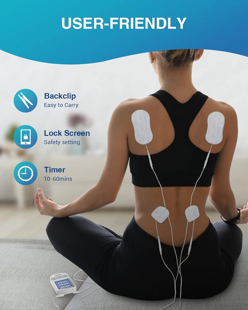 Comfytemp TENS Unit Muscle Stimulator, FSA HSA Eligible Dual Channels for Pain Relief, 12 Modes, 8 Electrode Pads