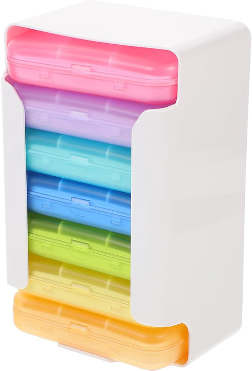 LOLIPPYY Portable Weekly Pill Organizer Box, 7-Day Travel Medication Case with 6 Compartments,