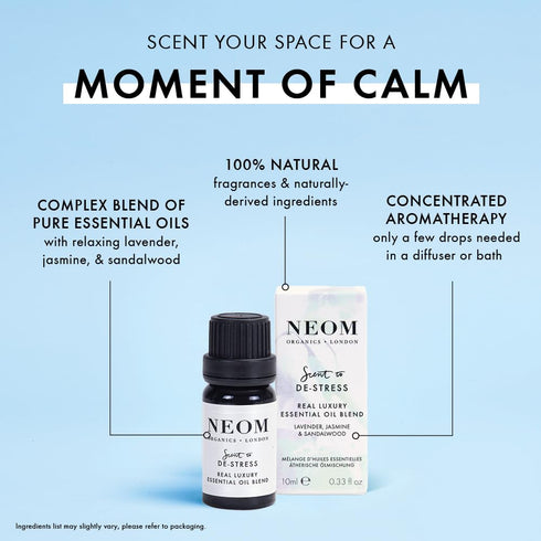 NEOM Essential Oil Blend, 10ml | Lavender, Jasmine & Sandalwood | 100% Natural Aromatherapy Diffuser Oils