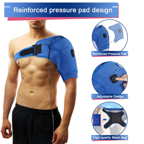 Heated Shoulder Support Brace - USB Electric Heating Pad for Rotator Cuff Pain Relief (S)