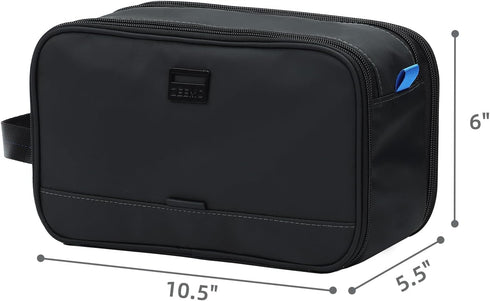ZEEMO Extra Large Toiletry Bag for Men, Water-resistant Dopp Kit with Double Side Full Open Design for Travel, Black