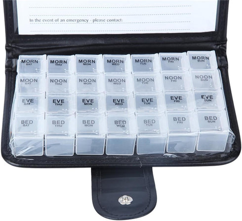 WEKAMOS Weekly 28-Compartment Pill Organizer Box with Portable Large Capacity Storage, Travel Daily
