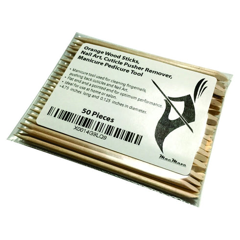 Orange Wood Sticks, Nail Art, Cuticle Pusher Remover, Manicure Pedicure Tool, 50 Pieces