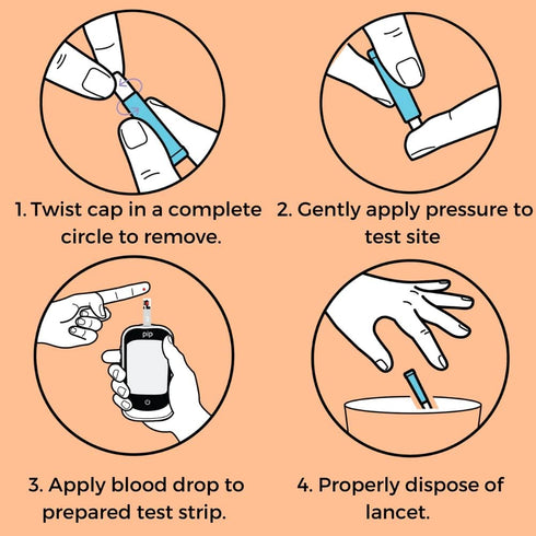Pip 100 Lancets, All-in-One 28G-1.8mm Diabetes Safety Lancets for Blood Sugar Testing