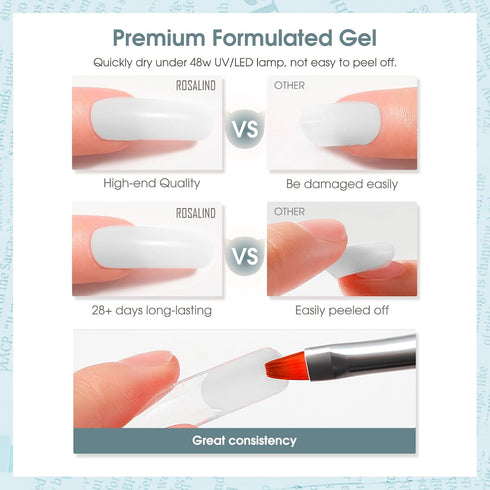 ROSALIND 2 oz White Poly Nail Gel for Nails Opal Extension, Builder for Nail Art Decoration, Acrylic Hard Gel Need UV