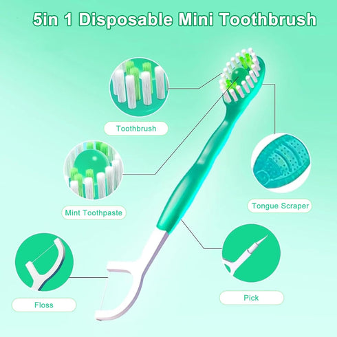 YEAfEAti 5 1 26Pcs 5 1 Set (2) in Toothbrush & Floss, mini toothbrushes with Toothpaste, All in one Oral Care on The