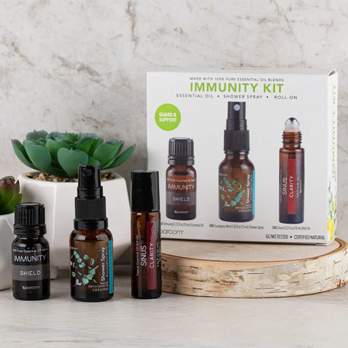 Immunity Immunity SpaRoom Travel Kit, Essential Oil Blend, Eucalyptus Mint Shower Spray, Sinus Topical Roll-on