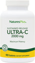 Natures Plus Ultra C W/Rose HIPS, 2000 mg, 90 Vegetarian Tablets for Immune Support