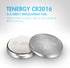 Tenergy CR2016 Battery, 3V Lithium for Watches, Key Fobs, 5 Count (Pack 1)