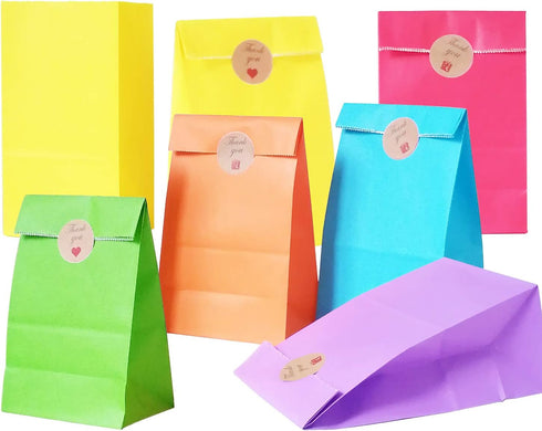 Future Life 30 pcs Solid Color Party Favor Paper Bags, 5.2 x 3.2 x 9.6 Inch, Biodegradable Kraft Paper Gift Bags