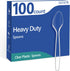 100 Count Heavy Clear Plastic Spoons - Premium Disposable Silverware - BPA-Free, Heat Resistant for Parties