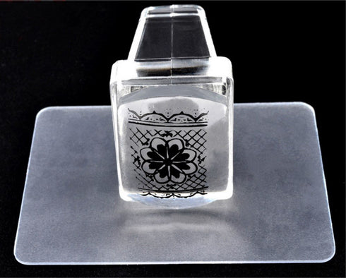 yueton Clear Jelly Soft Silicone Rectangular Nail Art Stamping Stamper with Scraper, DIY Polish Kit