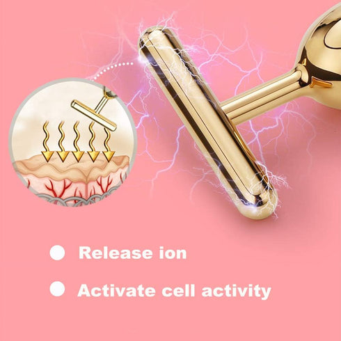 Yeamon 2 in 1 Golden Facial Electric Face Massager, 3D Roller and T Shape Arm Eye Nose Massager Skin Care Tool