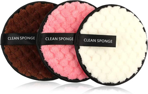 Vtrem 3 Colors Makeup Remover Pads, Reusable Soft Facial Cleaning Puffs, Double-Side Washable Microfiber Cloth