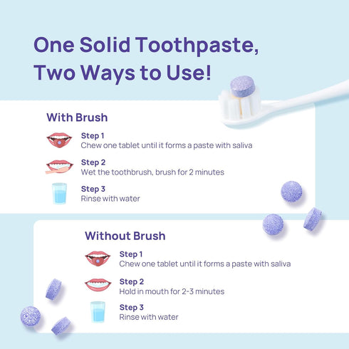 Whitebite Pro Color Correcting Purple Toothpaste Tablets with Nano Hydroxyapatite | Fresh Breath & Natural Whitening |