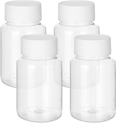4Pcs Clear Pill Bottles, 80ml Empty Plastic Medicine Bottles with Caps, Small Travel Pill Case for Liquid Solid Powder