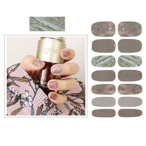 SIUSIO 112pcs Nail Wraps, 8 Sheets Full Nail Polish Strips, Gradient Glitter Stickers with Crystal Glass Nail Files