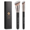 TEOYALL 2PCS Foundation Contour Brush Set, Angled Synthetic Kabuki Brush for Blending, Setting, Concealing with Liquid,