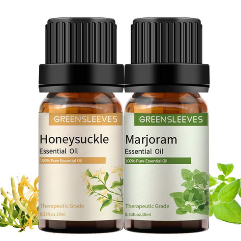 Marjoram Honeysuckle Essential Oil Set - 100% Pure Oils for Diffuser, Humidifier, Massage, 2 x 10ml