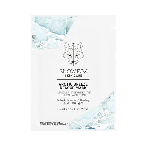 Snow Fox Skincare Arctic Breeze Rescue Mask - Peppermint Oil, Aloe Vera, Seaweed Extract | 5 Pack Organic Cotton