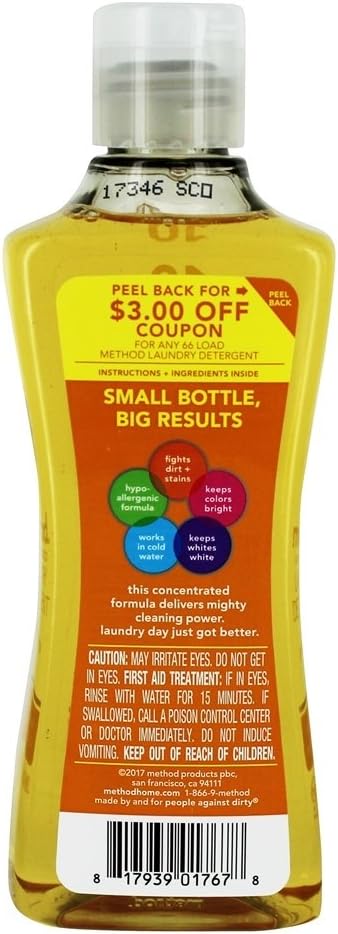 Method Laundry Detergent, 4x Concentrated, Tough On Dirt + Stains, Ginger Mango - 8.1 fl. oz.