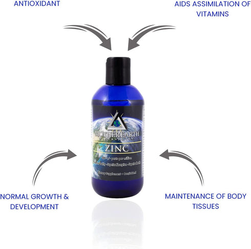 Mother Earth Minerals Zinc, Antioxidant, Aids Assimilation of Vitamins, 8 Ounce, 96 Servings