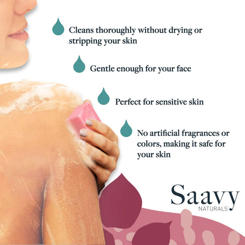 Saavy Naturals Lavender Chamomile Handmade Soap Bar, Moisturizing Vegan Soaps, 5 Oz, 2 Pack