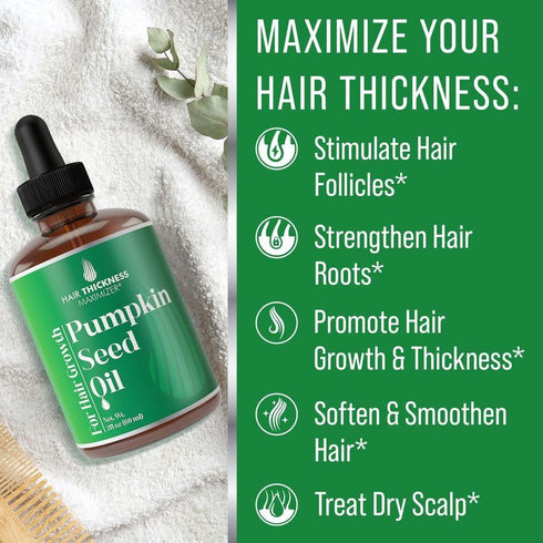 Pumpkin Seed Oil Serum for Hair Growth, Hydrates Thinning Hair for Healthier Scalp, Vegan 2oz for Women & Men