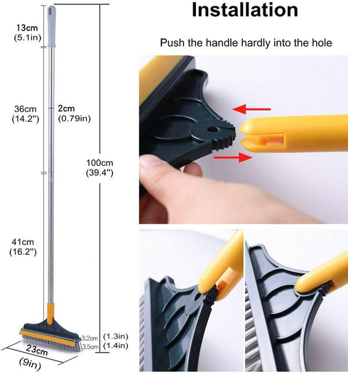 2 in 1 Cleaning Scrub Brush | Grout Brush with Long Handle | V-Shape Stiff Bristle Scrubber for Bathroom Cleaning