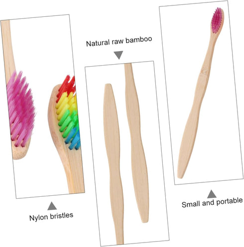 Ipetboom 10pcs Set Bamboo Toothbrush Kit for Adults Natural Charcoal Bristles Eco-Friendly Travel Toothbrush