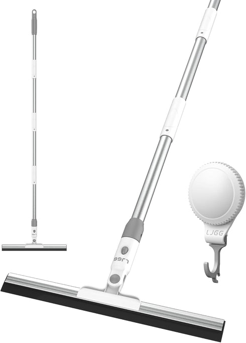 17" Rubber Squeegee Broom with 51" Aluminum Alloy Pole for Floor Cleaning