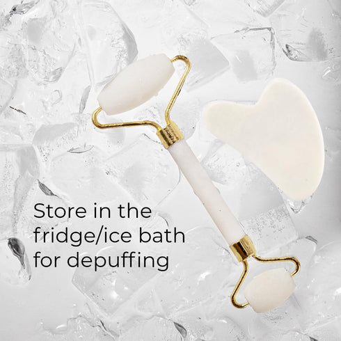 Gua Sha Facial Tools & Jade Roller for Face, Eye & Neck Skin Care, 100% Natural Jade Stone Massage Tool Kit