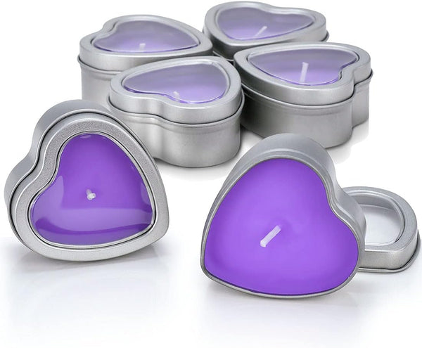 DEYBBY Large Heart Shaped Scented Tea Lights Candles, Smokeless Soywax Aromatherapy Candles (Pack of 6)
