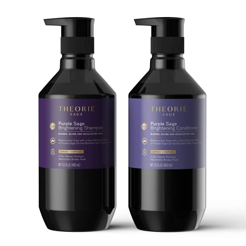 Theorie Purple Sage Brightening Shampoo, 13.53 Fl Oz, Balance, Tone & Brighten Blonde, Silver, Grey Hair