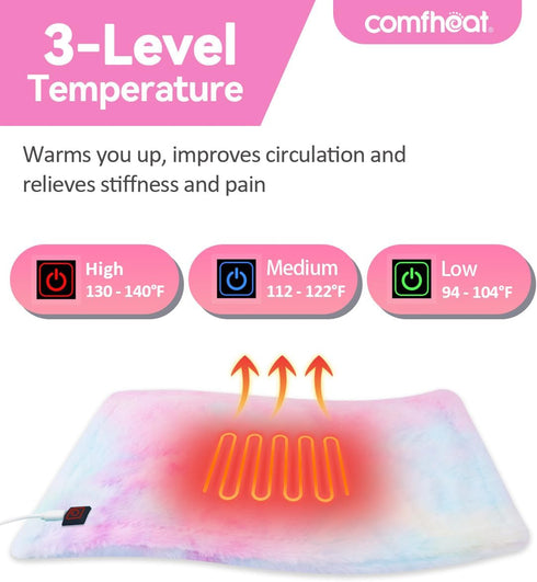 USB Heating Pad - 5V Heated Travel Pads for Car Airplane, 3 Heat Settings, Auto Shut Off, Pain Relief (16"x 12")