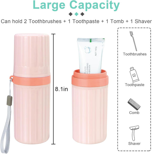 Mulbozy Travel Toothbrush Holder, Large Travel Toothbrush Cup Case, Portable Travel Toothbrush Toothpaste Makeup