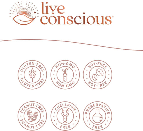 Live Conscious KSM-66 Ashwagandha Supplement with L Theanine & AlphaWave, 60 Capsules for Stress Relief & Brain Health