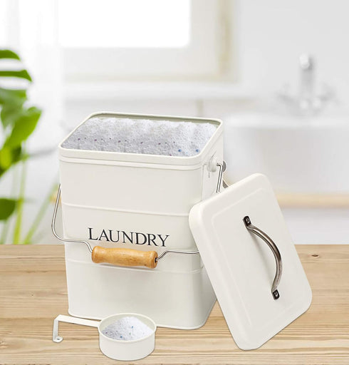 Xbopetda Laundry Powder Bin, Washing Powder Storage Tin with Scoop, Airtight Lid & Handles, Laundry Detergent Powder