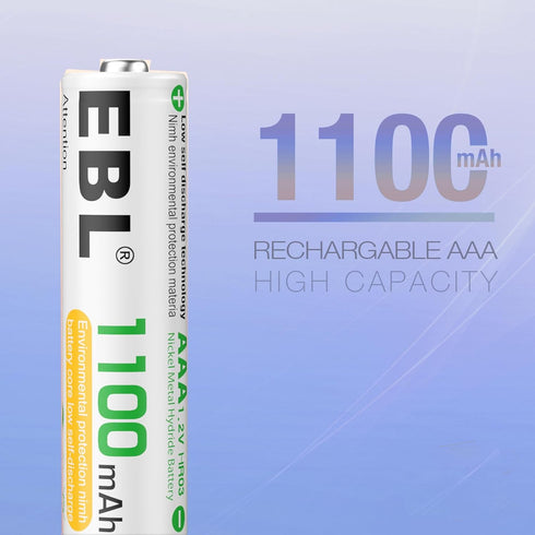 EBL Rechargeable AAA Batteries 8 Pack 1100mAh NiMH with Charger