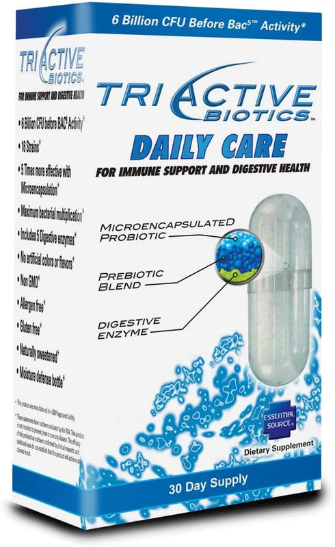 TriActive Biotics Daily Care - Probiotics for Women and Men, Prebiotic Blend with 6 Billion CFU for Digestive Health,