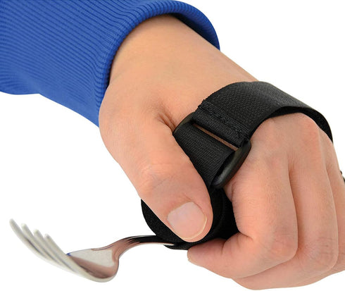 Universal Cuff Adaptive Utensil Holder, Adjustable Hand Strap for Elder Eating Assistance, Elastic Aid for Cutlery
