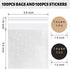 100PACK Self Adhesive Cookie Bags, Cellophane Treat Bags for Gift Giving with Stickers (White Polka Dot, 5.5x5.5 INCH)