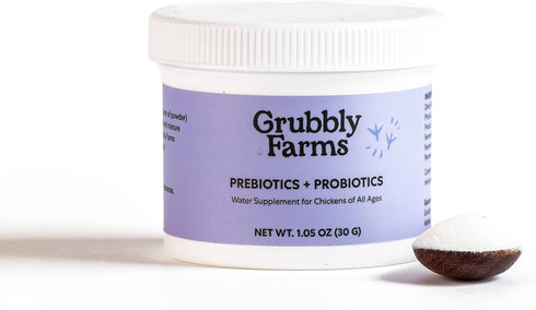 Grubbly Farms Prebiotics + Probiotics for Chickens, 30 Day Supply
