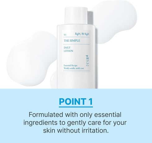 SCINIC The Simple Daily Lotion, Vegan Face Lotion for Sensitive Skin, pH-Balanced Moisture Lotion with Madecassoside.