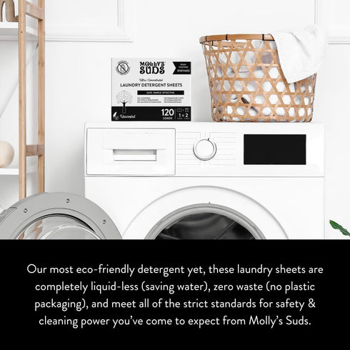Molly’s Suds Laundry Detergent Sheets, Unscented, 70 Loads, Gentle on Sensitive Skin, Liquidless & Plastic-Free