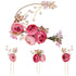 Lurrose 4pcs Clip Decorations for Hairpins, Rhinestone Floral Headwear, Pink Crystal Gold Clips for Women