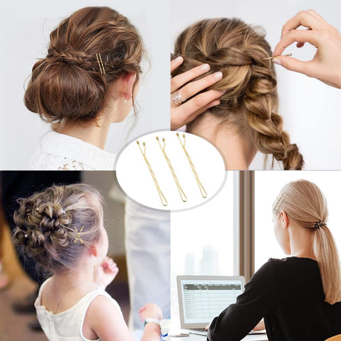 MORGLES 120PCS Blonde Hair Bobby Pins, 2 Inches Gold Hair Pins for Women with Box
