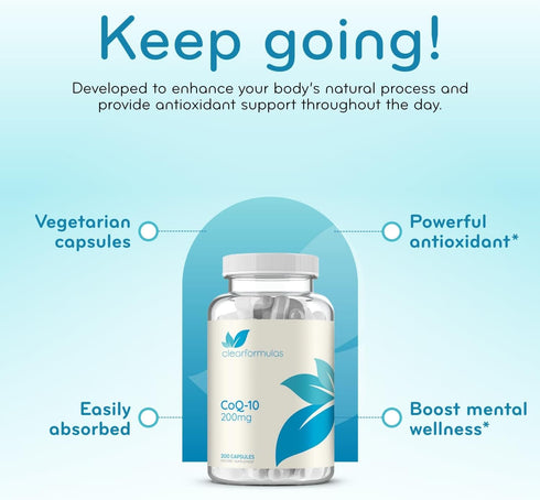 Quick Absorption CoQ10 200mg, Potent Antioxidant for Heart Energy and Aging Support, 200 Servings