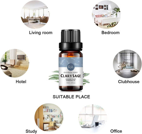 RAINBOW ABBY 6-Pack Organic 100% Pure Essential Oil Set (Calendula, Clary Sage, Coconut, Mango, Pineapple, Vanilla)